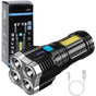 Super Bright LED Torches, Usb Rechargeable Torch With Side Light 4 Modes Cob Powerful Lumens For Outdoor V1188-MS-227-2143