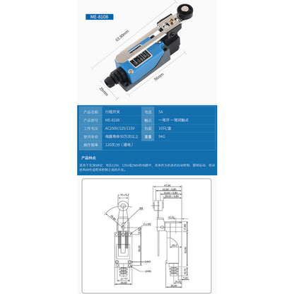 2 pcs Me-8108 Momentary Limit Switch, Adjustable ROtary Lever Switch Nc-No For Machinery And Other Electronic V1188-MS-227-2148