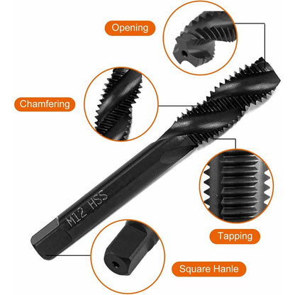7 pcs Nitride Spiral Point Thread Taps, Hss 6542 Metric Machine Taper Shank Thread Tapping Tool M3 M4 M5 M6 V1188-MS-227-2150