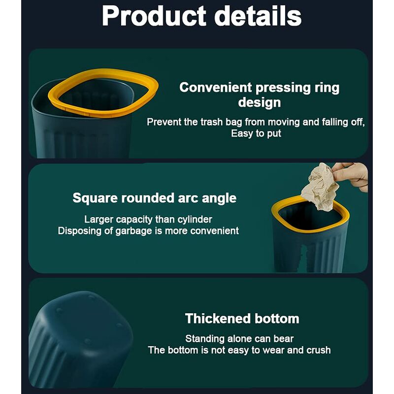 2 pcs 15X12.5Cm Small Desktop Trash Can Mini Trash Can Office Mini Trash Can Kitchen Small Trash Can For Home V1188-MS-227-2152