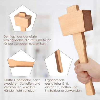 Beech Wood Mallet Hammer With Comfortable Grip Angled Striking Surface Woodworking Hammer For Carpentry Diy V1188-MS-227-2154