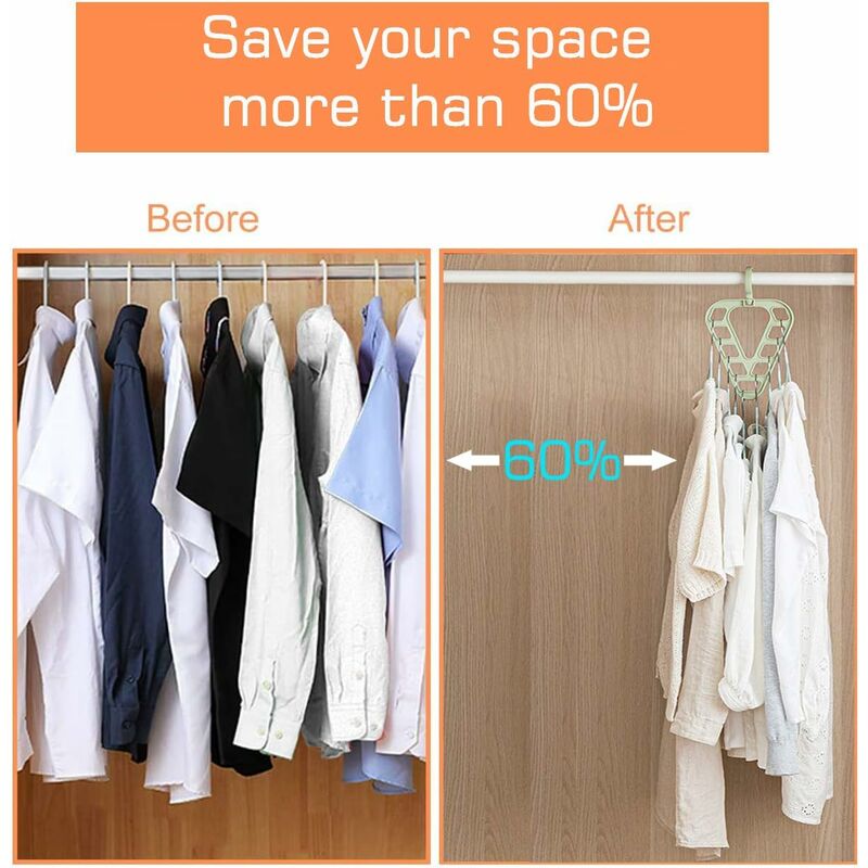 Magic Hanger Organizer, Space Saving Multi-Function Coat Rack Hangers, 9 Hole Triangle Multifunctional V1188-MS-227-2155