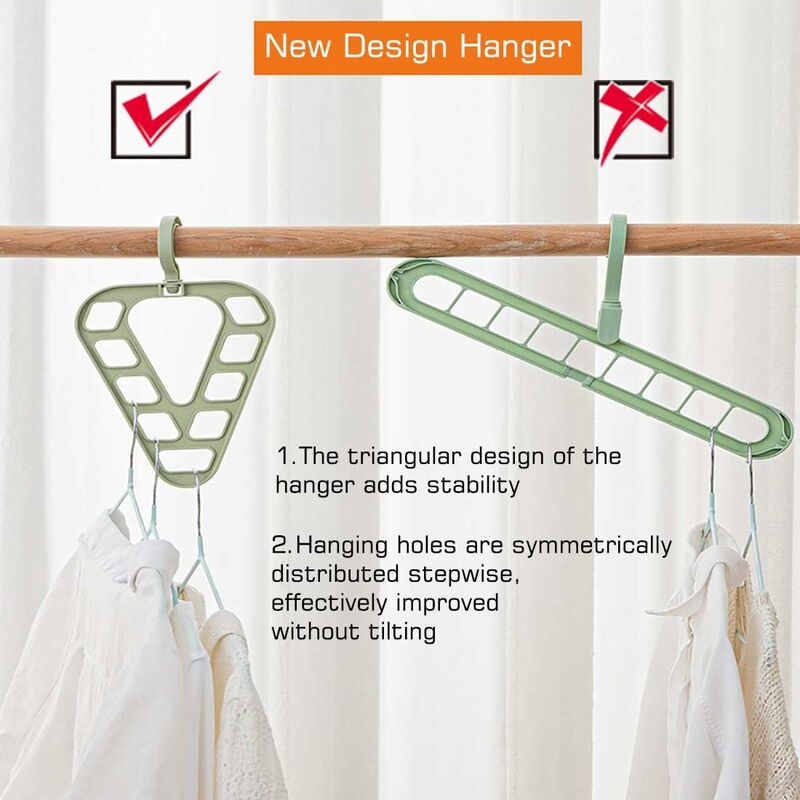 Magic Hanger Organizer, Space Saving Multi-Function Coat Rack Hangers, 9 Hole Triangle Multifunctional V1188-MS-227-2155