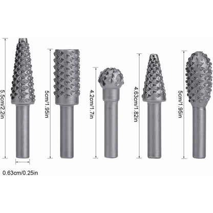 ROtary Burr Set Power Tools Wood Grinding Solid Steel Rasp Carbide Wood Carving Tool For Drill Bits For V1188-MS-227-2160