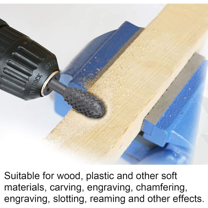 ROtary Burr Set Power Tools Wood Grinding Solid Steel Rasp Carbide Wood Carving Tool For Drill Bits For V1188-MS-227-2160