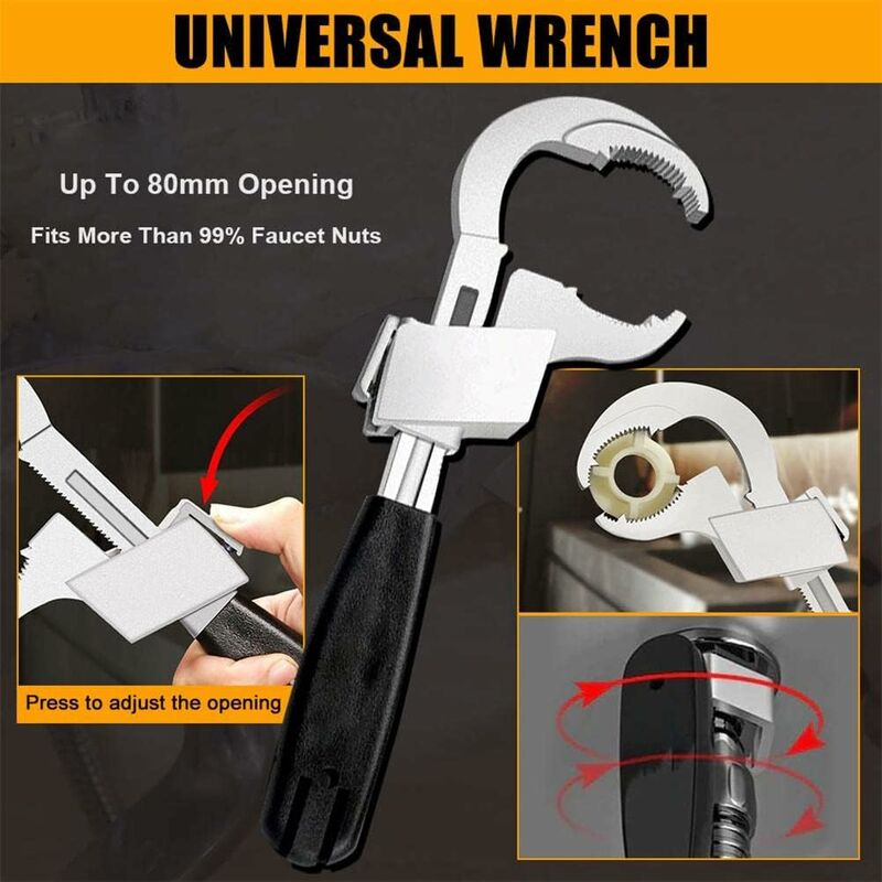 Adjustable Double End Universal Wrench - Multi-Function Crescent Wrench For Sanitary Water Pipe Repair V1188-MS-227-2165