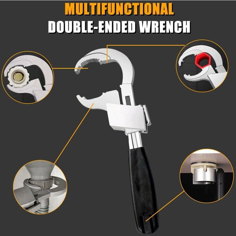 Adjustable Double End Universal Wrench - Multi-Function Crescent Wrench For Sanitary Water Pipe Repair V1188-MS-227-2165