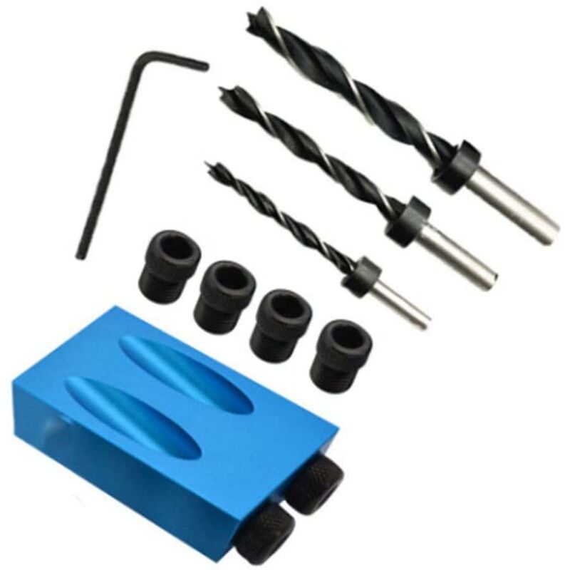 15 Degree Angle Drilling Kit For Wood With Guide Template Drill Bits And Holes 6/8/10Mm V1188-MS-227-2171