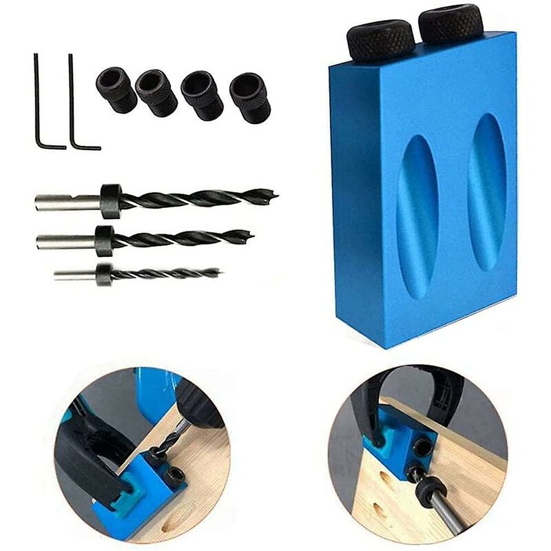 15 Degree Angle Drilling Kit For Wood With Guide Template Drill Bits And Holes 6/8/10Mm V1188-MS-227-2171