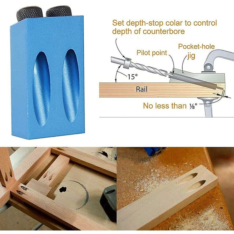 15 Degree Angle Drilling Kit For Wood With Guide Template Drill Bits And Holes 6/8/10Mm V1188-MS-227-2171