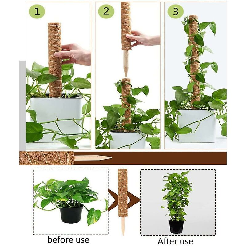 2 pcs Plant Stake, Coco Stake, Coco Pole, Coco Stick For Home Garden Climbing Plants Plant Support Extension V1188-MS-227-2172
