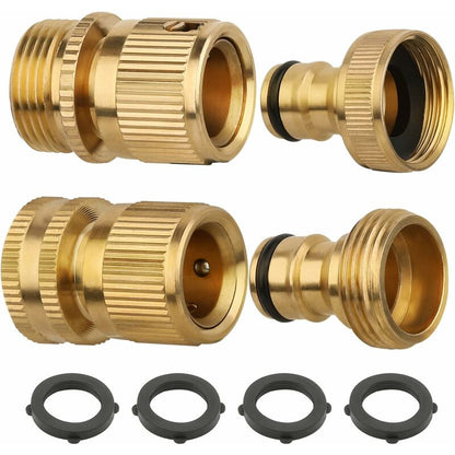 2 pcs 3/4 Inch Brass Quick Connect Garden Hose Connectors V1188-MS-227-2175