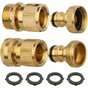2 pcs 3/4 Inch Brass Quick Connect Garden Hose Connectors V1188-MS-227-2175