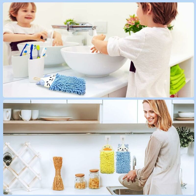 Cute Animal Hanging Hand Towel, Soft And Plush Microfiber Towel Quick Dry Absorbent Towels With Hanging Loop V1188-MS-227-2178