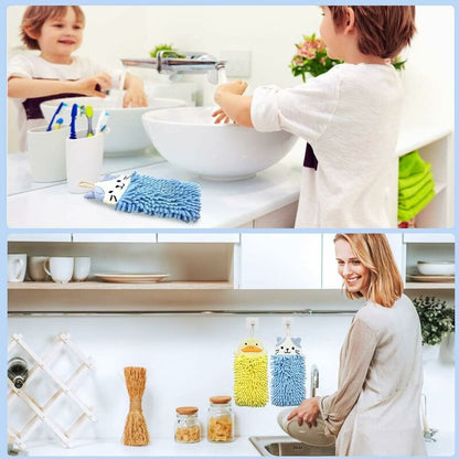 Cute Animal Hanging Hand Towel, Soft And Plush Microfiber Towel Quick Dry Absorbent Towels With Hanging Loop V1188-MS-227-2178