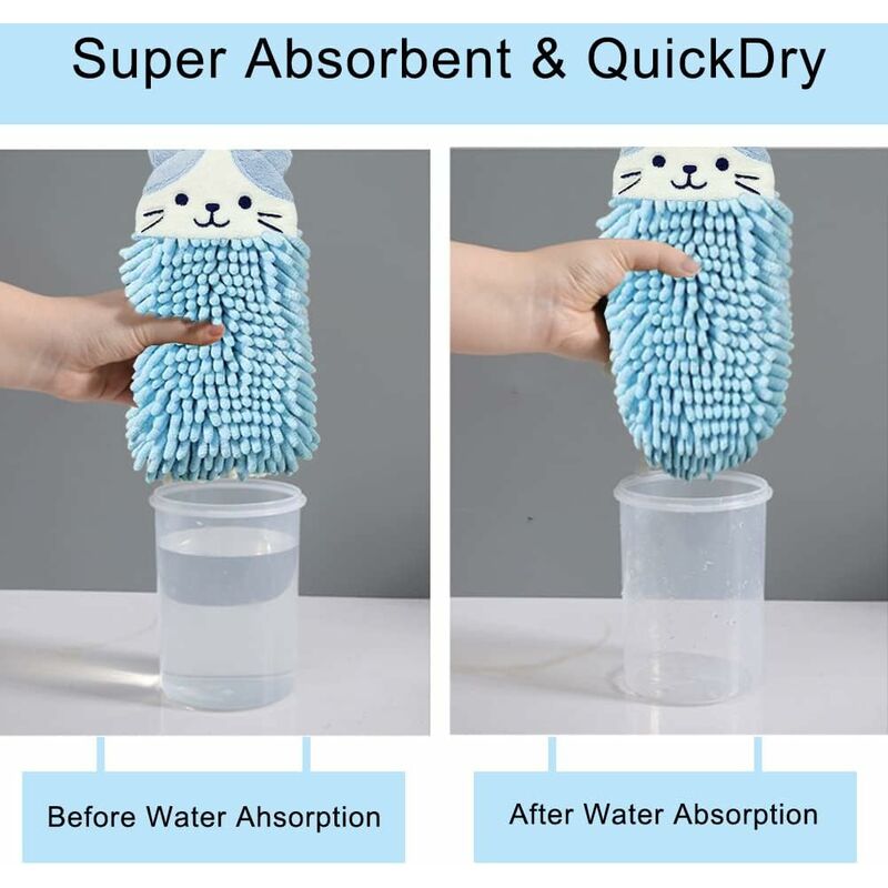 Cute Animal Hanging Hand Towel, Soft And Plush Microfiber Towel Quick Dry Absorbent Towels With Hanging Loop V1188-MS-227-2178