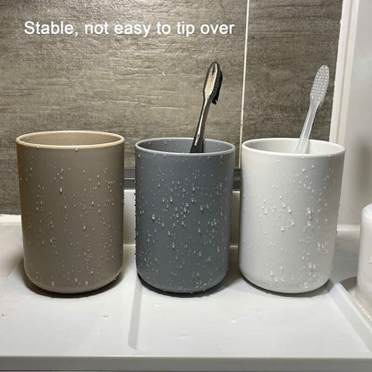 Bathroom Tumbler, Toothbrush Holder, 3 pcs Set, Food Grade Plastic, Absolutely Unbreakable (White, Gray, V1188-MS-227-2182
