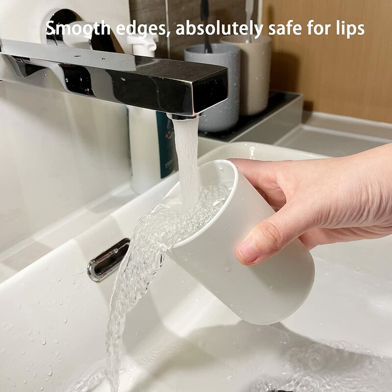 Bathroom Tumbler, Toothbrush Holder, 3 pcs Set, Food Grade Plastic, Absolutely Unbreakable (White, Gray, V1188-MS-227-2182