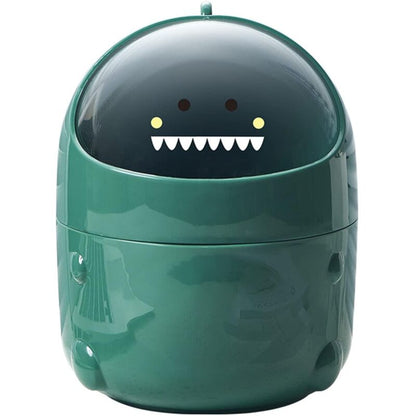 Mini Desktop Trash Can With Lid For Bathroom Kitchen Office Cartoon Style Portable Green V1188-MS-227-2183