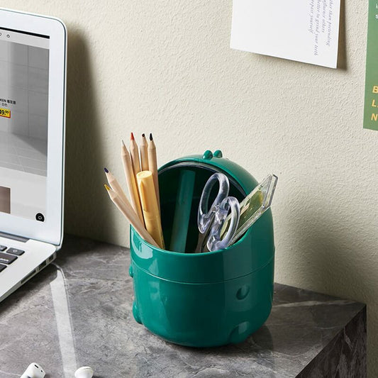 Mini Desktop Trash Can With Lid For Bathroom Kitchen Office Cartoon Style Portable Green V1188-MS-227-2183