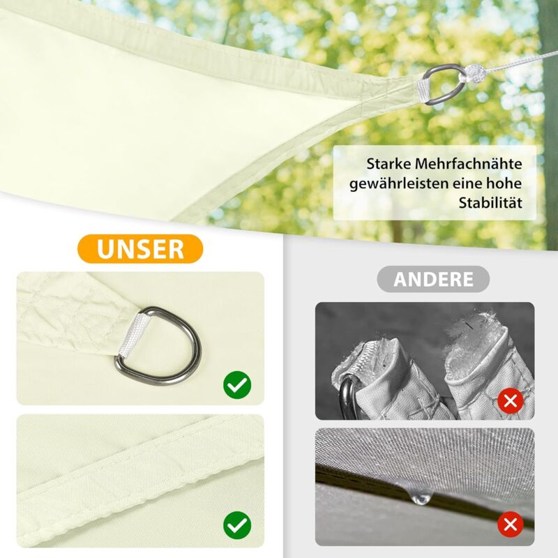Sun Shade Sail Rectangular Sunshade, Water Repellent, Sunshade For Patio, Garden, Balcony, Polyester Fabric V1188-MS-227-2184