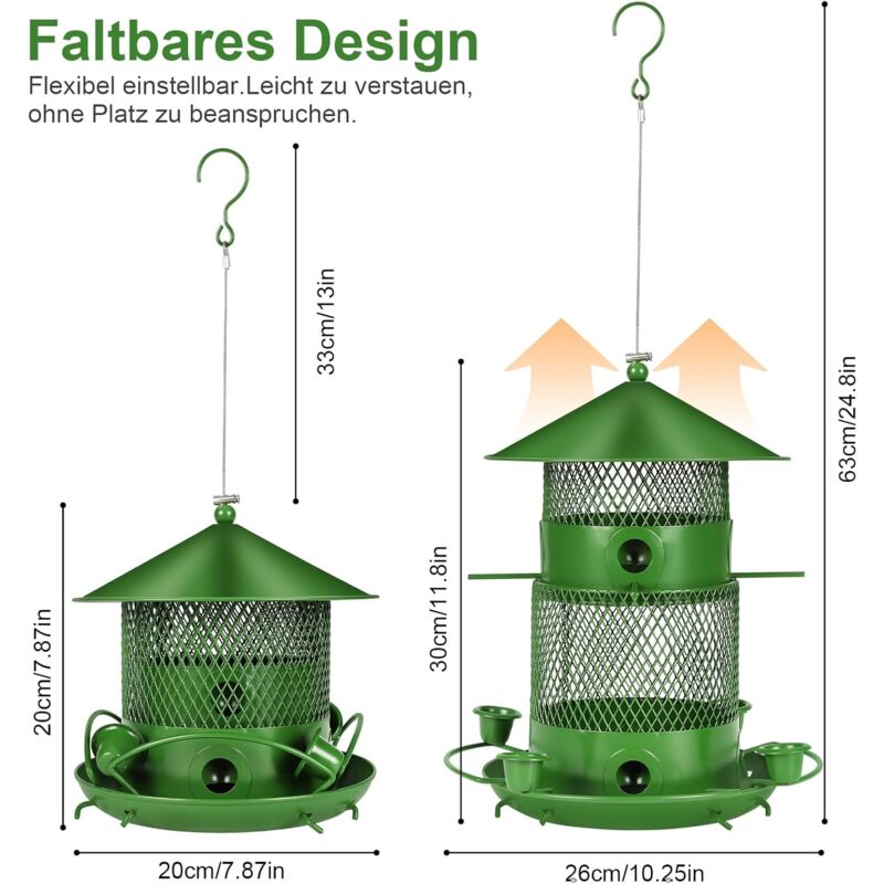 27Cm Hanging Bird Feeder, Outdoor Waterproof Hummingbird Lantern Feeder, 2.5L Weatherproof Large Capacity Seed V1188-MS-227-2185