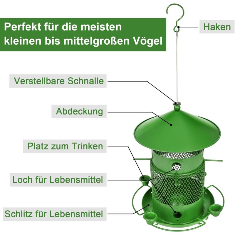 27Cm Hanging Bird Feeder, Outdoor Waterproof Hummingbird Lantern Feeder, 2.5L Weatherproof Large Capacity Seed V1188-MS-227-2185