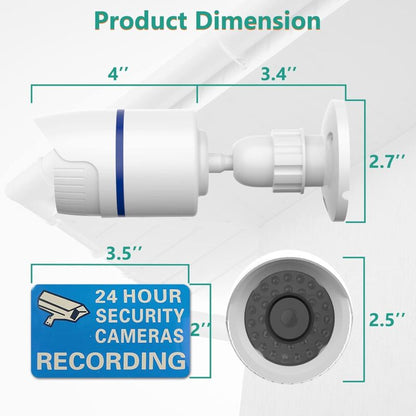 Dummy Dome Camera Simulated Fake Cctv Security Indoor Outdoor With LED Light, Security Alert Warning Sticker, V1188-MS-227-2189