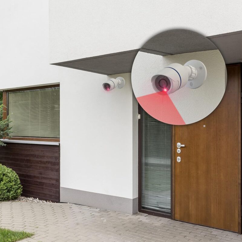 Dummy Dome Camera Simulated Fake Cctv Security Indoor Outdoor With LED Light, Security Alert Warning Sticker, V1188-MS-227-2189
