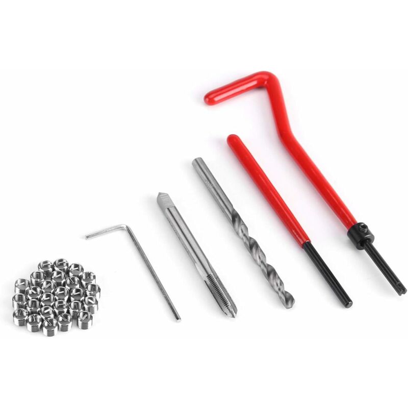 30 pcs M5/M6/M8 Thread Repair Insert Kit Hand Tool Set Compatible For Engine And Other Automotive Repair[M8] V1188-MS-227-2191