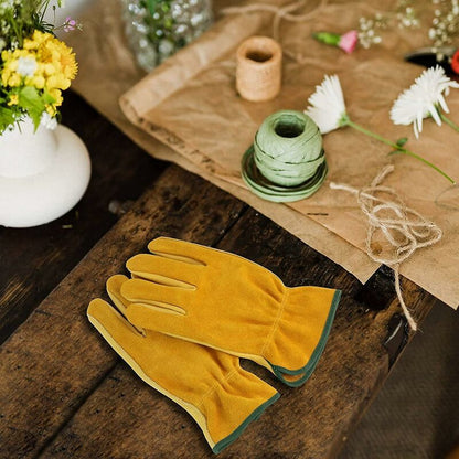 Cowhide Work Gloves, For Drivers, Diy, Gardening, Storage, Farm Work, Multifunctional (L, Yellow) V1188-MS-227-2192