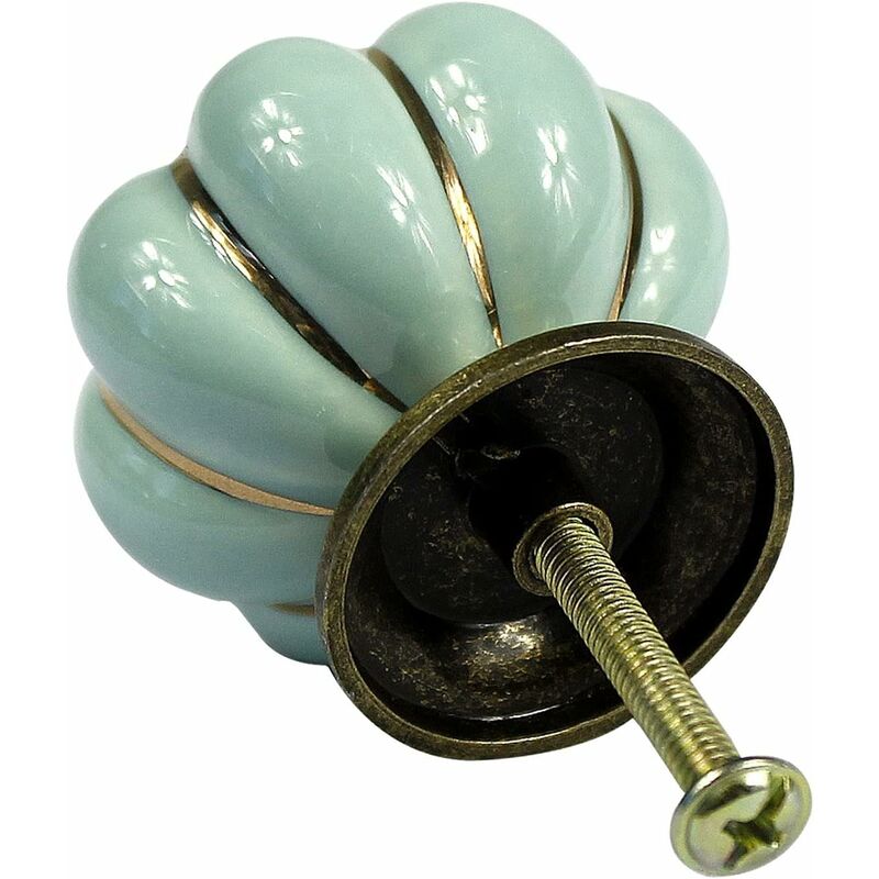 10 pcs Vintage European Style Ceramic Pumpkin Cabinet Knobs Dresser Cupboard Drawer Pull Handles Knobs, Light V1188-MS-227-2204