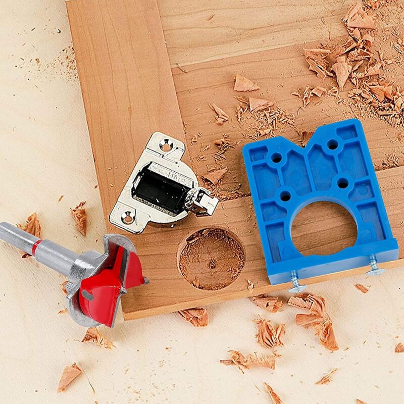 1 pcs Hinge Jig Drill Bit Sets, Hole Locator Bits, Drilling Jig For Hinges (35Mm Hinge Drilling Jig + Drill V1188-MS-227-2206