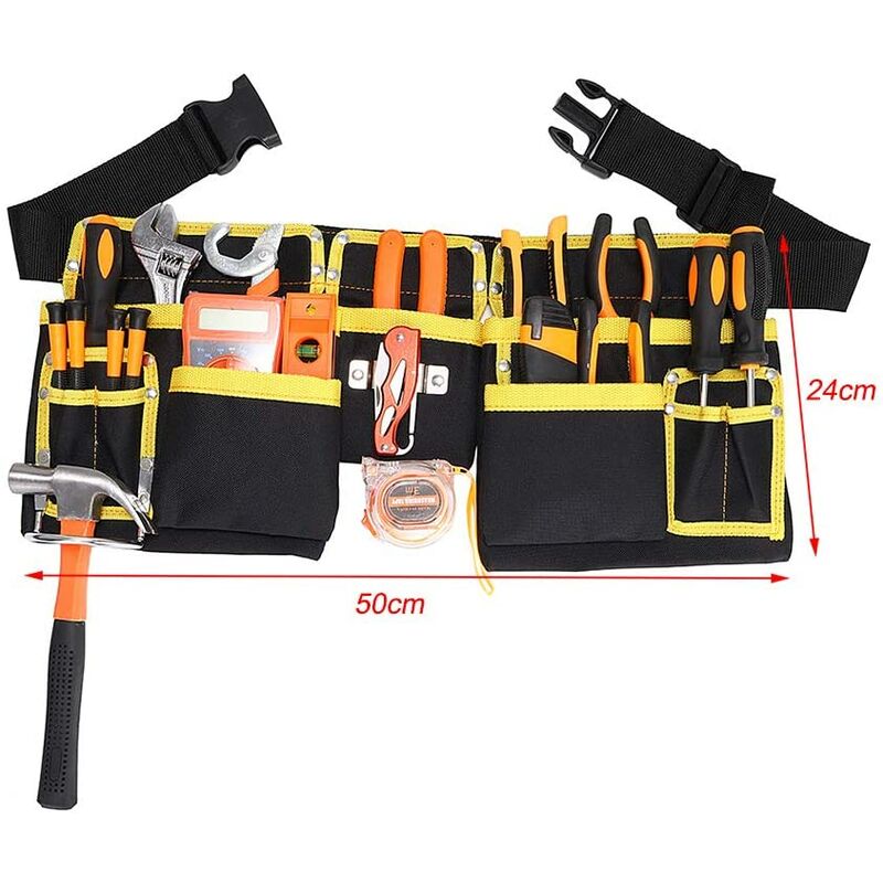 Tool Belt With 11 Pockets, Waterproof Oxford Fabric Tool Holder With Adjustable Straps, For Electricians, V1188-MS-227-2209