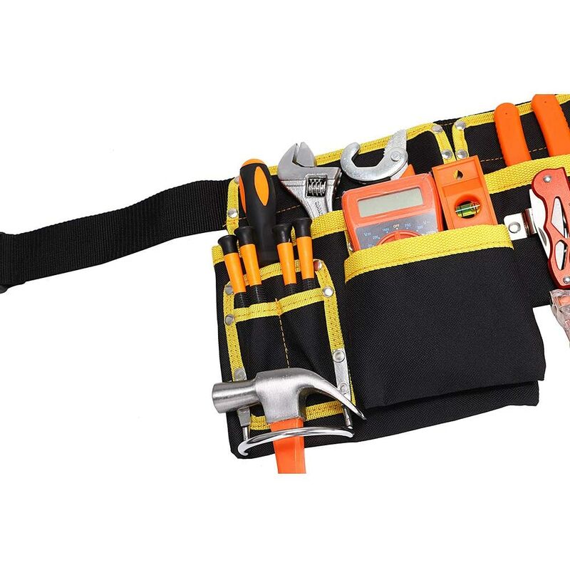 Tool Belt With 11 Pockets, Waterproof Oxford Fabric Tool Holder With Adjustable Straps, For Electricians, V1188-MS-227-2209