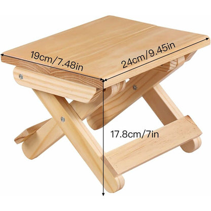 Solid Wood Folding Step Stool For Home, Play, Fishing, Garden, 24X19X17.8 Cm V1188-MS-227-2212