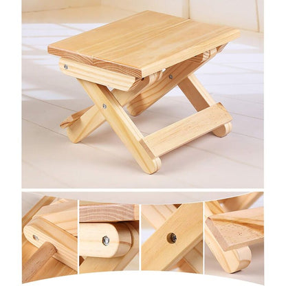 Solid Wood Folding Step Stool For Home, Play, Fishing, Garden, 24X19X17.8 Cm V1188-MS-227-2212