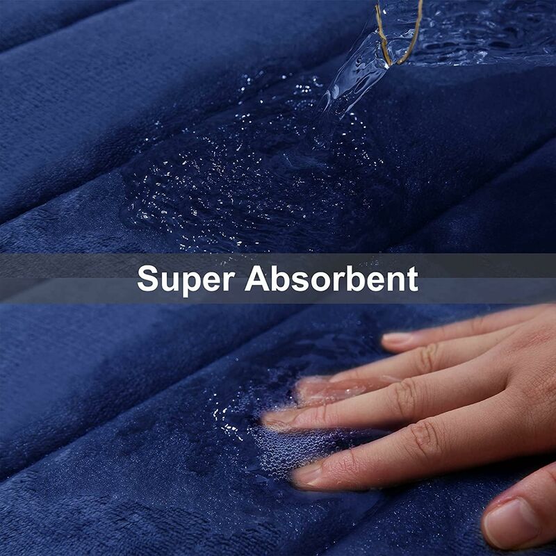 Memory Foam Bath Mat Non-Slip Backing Soft Water Absorbent Bath Mat For Toilet Bathroom, Memory Foam, Navy V1188-MS-227-2216