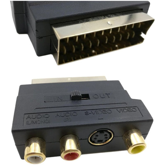 Rgb Scart 21 Pin Male To 3 Rca Av Female Converter + Video Adapter (Black) V1188-MS-227-2217
