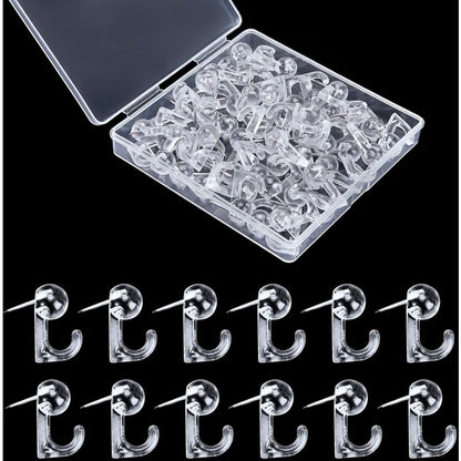 50 pcs Clear Push Pins Thumbtacks Hanging Hooks Plastic Wall Hooks For Cork Board Map Photos Calendar Home V1188-MS-227-2218
