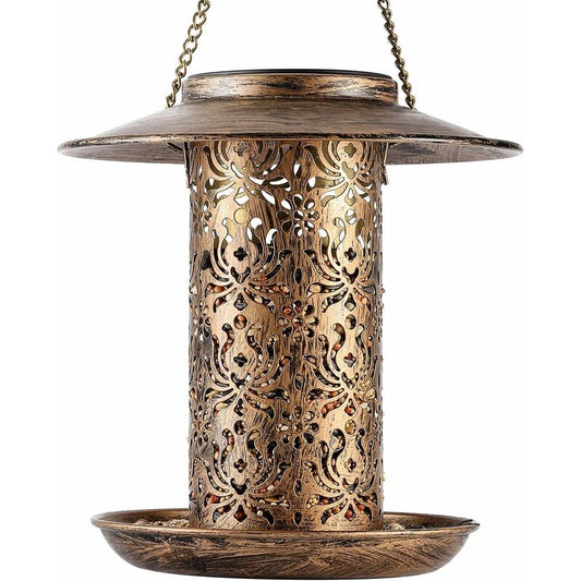 Solar Bird Feeder Metal, Outdoor Bird Feeder Lantern Bird Feeder Waterproof Bird Feeder Wild Bird Food V1188-MS-227-2222