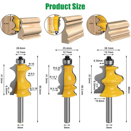 3 pcs 8Mm ROuter Bits, ROuter Bits, Woodworking Tools, Engraving Machines, Cutting Machine Tools, For Cutting V1188-MS-227-2225