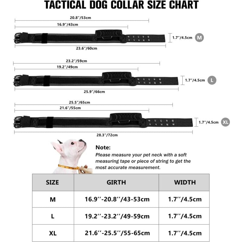 Upgrade Tactical Dog Collar With Control Handle, Military Adjustable Padded Dog Collar For Medium Large Dogs V1188-MS-227-2229