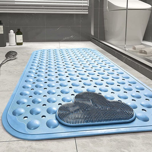 Non-Slip Shower Mat 70 X 40Cm Massage Bath Mat, Bath Mat With Drainage Holes And Suction Cups - Blue V1188-MS-227-2232