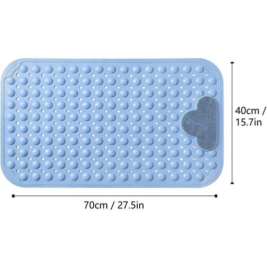 Non-Slip Shower Mat 70 X 40Cm Massage Bath Mat, Bath Mat With Drainage Holes And Suction Cups - Blue V1188-MS-227-2232