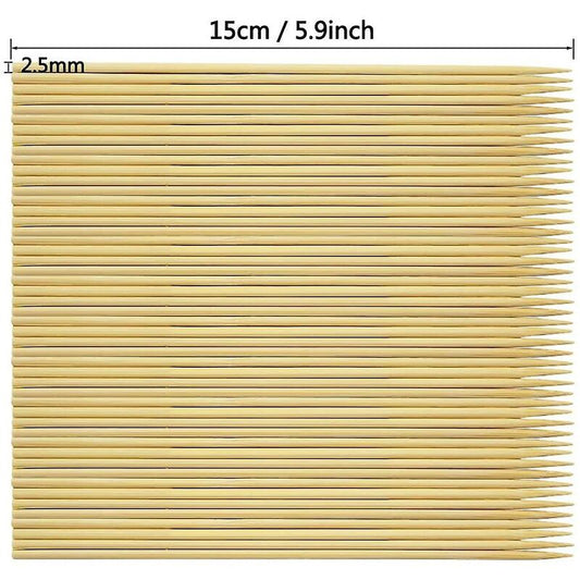 400 Wooden Bamboo Skewers Sticks For Bbq Fruit Chocolate Fondue Fountain 15Cm V1188-MS-227-2235