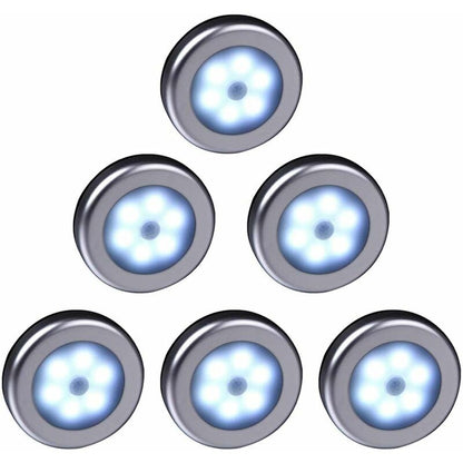 Wireless LED Motion Sensor Light For Closet, Stairs, Hallway, Kitchen, Bedroom (6 pcs) (Silver Shell (White V1188-MS-227-2239