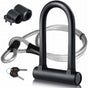 Bicycle U-Lock + Steel Cable Lock With Bracket 2 In 1 Flexible U-Lock Steel Cable V1188-MS-227-2244