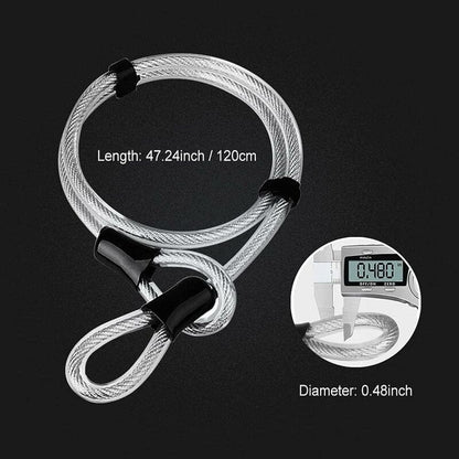 Bicycle U-Lock + Steel Cable Lock With Bracket 2 In 1 Flexible U-Lock Steel Cable V1188-MS-227-2244