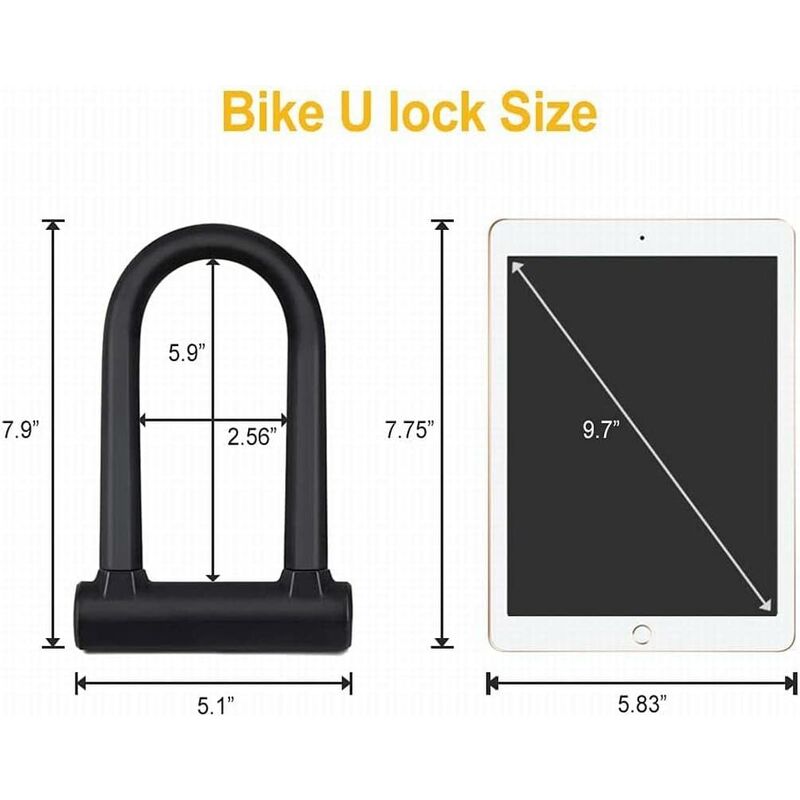 Bicycle U-Lock + Steel Cable Lock With Bracket 2 In 1 Flexible U-Lock Steel Cable V1188-MS-227-2244